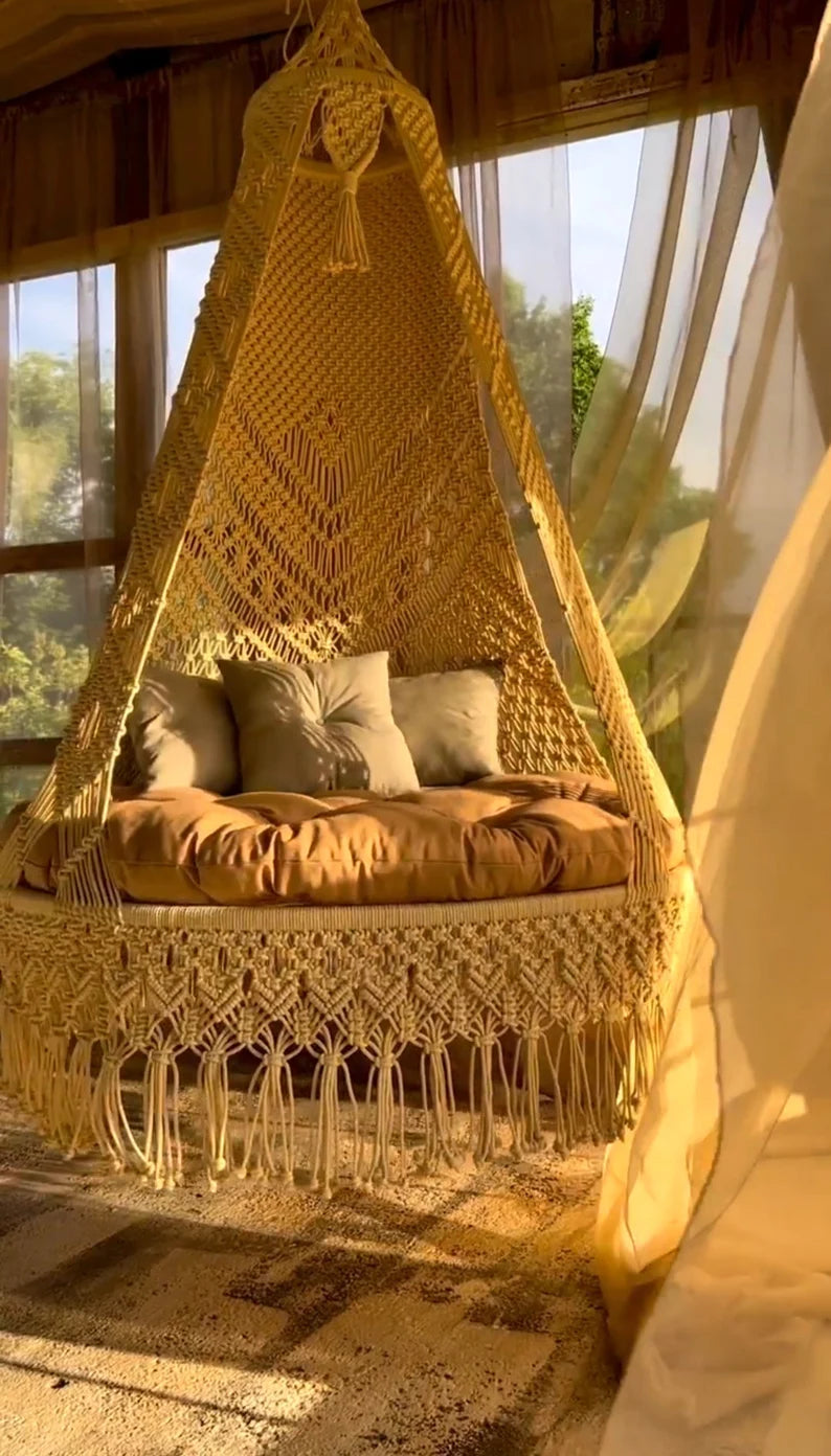 Macrame Swing Chair For Adults 50 inches - Leechoo
